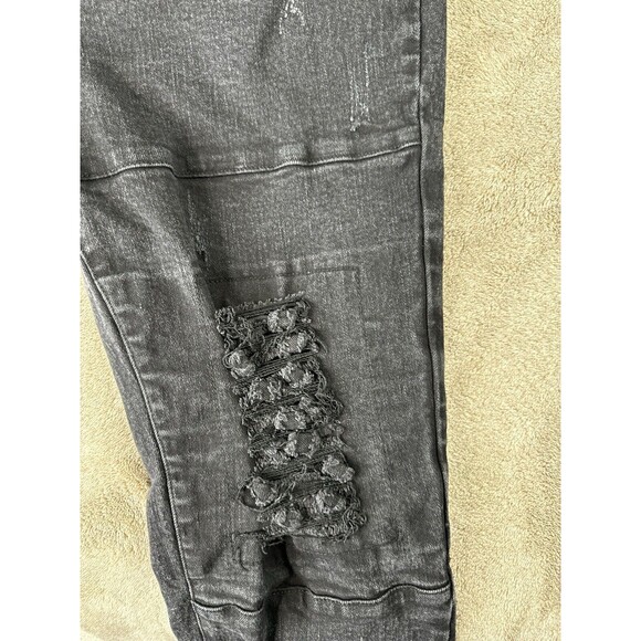 Fashion Nova Men,Black Ollie Moto Skinny Distressed Denim Jeans,38x31 - Picture 6 of 10